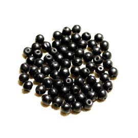 40pc - Synthetic Turquoise Beads 6mm Balls Black 4558550023896