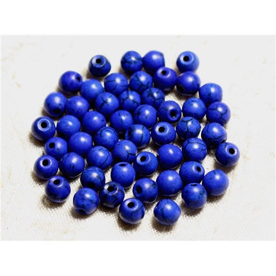 40pc - Perles Turquoise Synthèse Boules 6mm Bleu nuit  4558550023919 