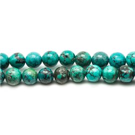 1pc - Perle Pierre Turquoise naturelle Tibet Boule 6-8mm bleu vert marron noir - 4558550024015