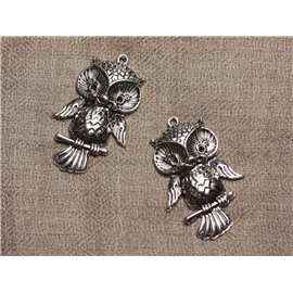 5pc - Colgante Charm bañado en plata de rodio - Búho 43 mm 4558550024053