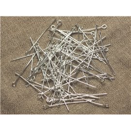 100 pz - Borchie per occhi placcate argento di qualità - 35 x 3 x 0,7 mm 4558550024190