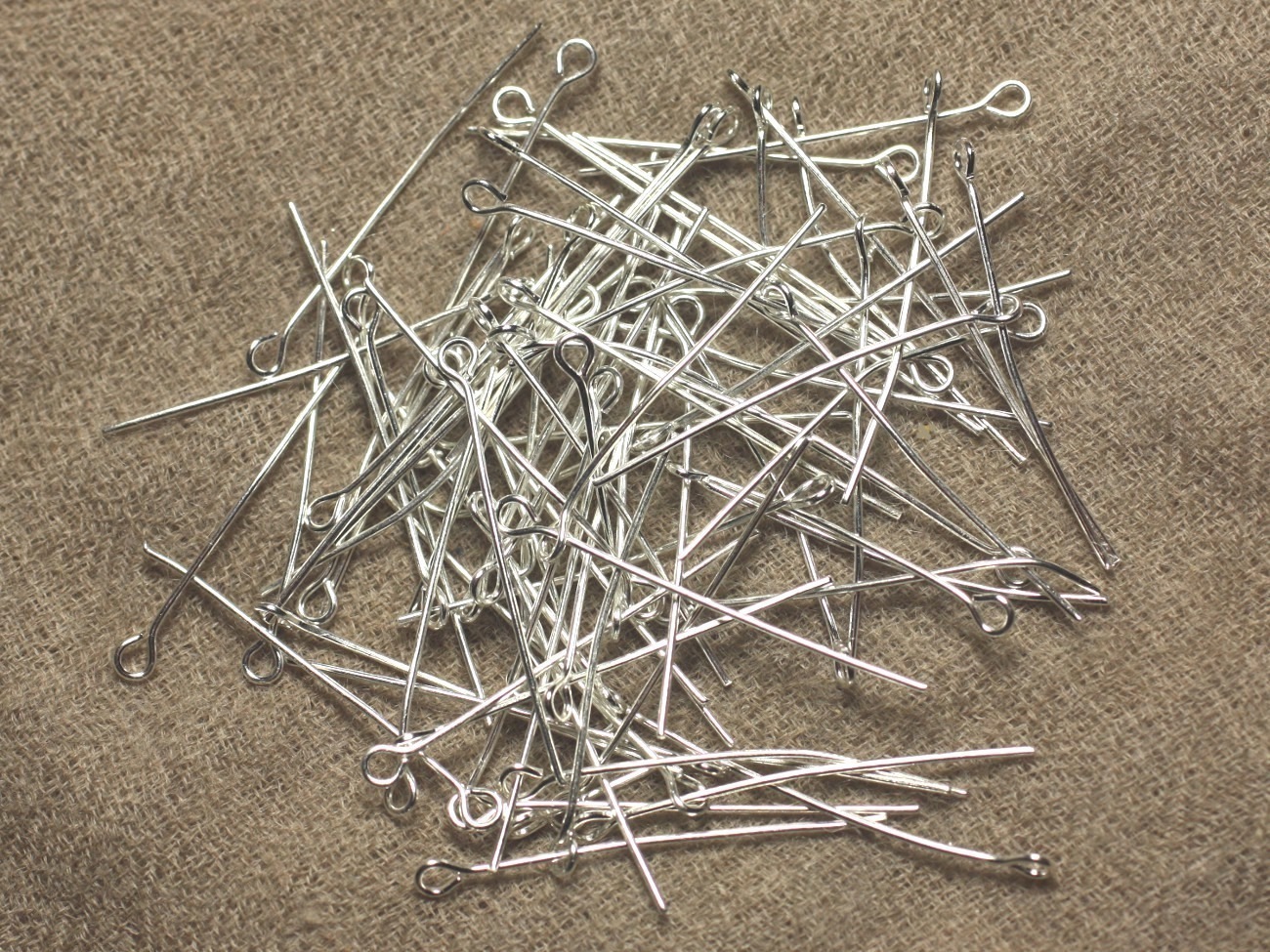 100pc - Tiges Clous à Oeil Métal Argenté Qualité - 35 x 3 x 0.7mm   4558550024190