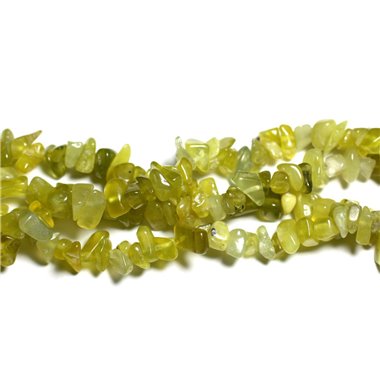 130pc environ - Perles de Pierre - Jade Olive Rocailles Chips 4-12mm -  4558550024336 