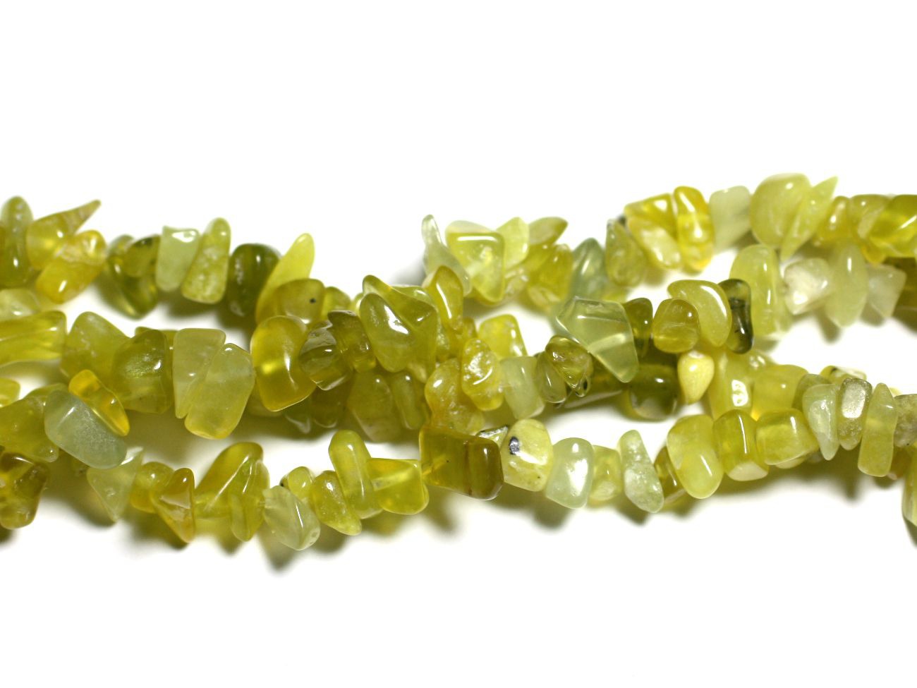 130pc environ - Perles de Pierre - Jade Olive Rocailles Chips 4-12mm -  4558550024336 