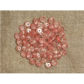 20 Stück - Steinperlen - Quarzkirsche Unterlegscheiben 6x4mm Rosa Koralle Transparent Angeln - 7427039736503