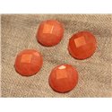 1pc - Cabochon de Pierre - Jade Rond Facetté 20mm Orange Capucine - 4558550024442