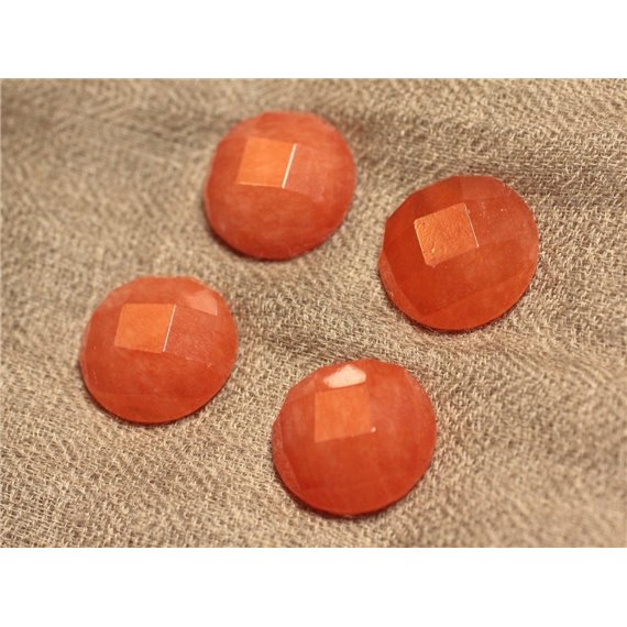 1pc - Cabochon de Pierre - Jade Rond Facetté 20mm Orange Capucine - 4558550024442