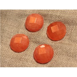 1pc - Cabochon de Pierre - Jade Rond Facetté 20mm Orange Capucine - 4558550024442