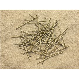 100pc - Rods Flat Head Nails Metal Bronze - 35 x 2 x 0.7mm 4558550024466