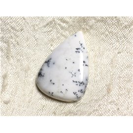 N7 - Cabochon Pierre Agate Dendritique Goutte 32x22mm blanc gris noir - 4558550024473