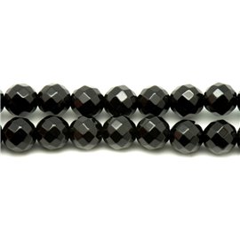 10pc - Cuentas de piedra - Bolas facetadas de ónix negro de 8 mm 4558550024497 