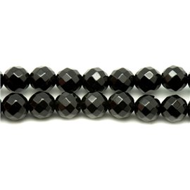 10pc - Stone Beads - Black Onyx Faceted Balls 8mm 4558550024497 
