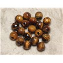 2pc - Perles de Pierre Perçage 2.5mm - Oeil de Tigre Facetté 10mm  4558550026514