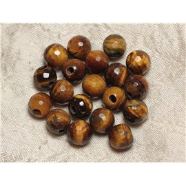 2pc - Stone Beads Drilling 2.5mm - Faceted Tiger Eye 10mm 4558550026514