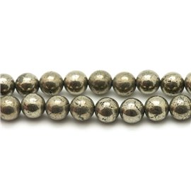 4pc - Perles Pierre Pyrite Boules 12mm Métal or doré - 4558550024626