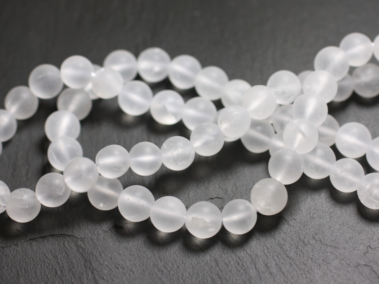 5pc - Perles de Pierre - Cristal Quartz Mat Sablé Givré Boules 10mm  4558550024657 