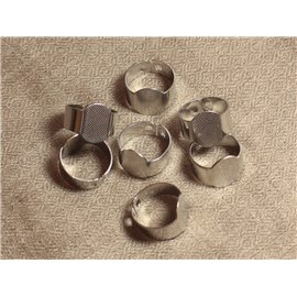 10 Stück - Ringe Halterungen Silber Metall Rhodium Oval 15x10mm 4558550024664