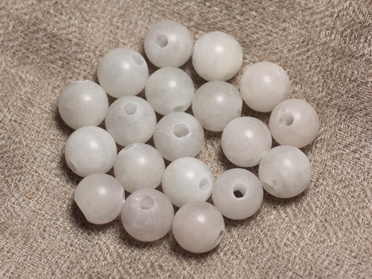 5pc - Perles de Pierre Perçage 2.5mm - Quartz Rose Givré Mat 10mm  4558550024688