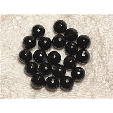 2pc - Perles de Pierre Perçage 2.5mm - Onyx Facetté 10mm  4558550024893