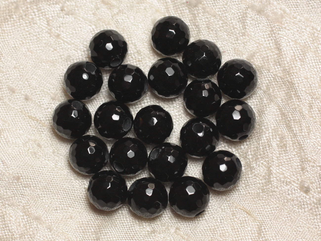 2pc - Perles de Pierre Perçage 2.5mm - Onyx Facetté 10mm  4558550024893