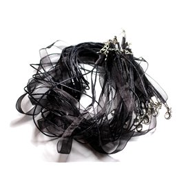 10pc Colliers Tours de cou Organza et Coton 47cm Noir   4558550024763 