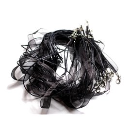 10pc Organza and Cotton Necklaces 47cm Black 4558550024763 