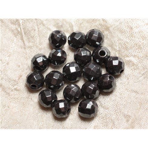 5pc - Perles de Pierre Perçage 2.5mm - Hématite Facettée 10mm  4558550026736