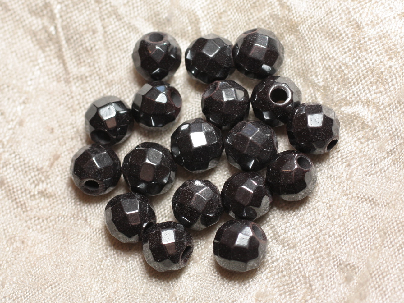 5pc - Perles de Pierre Perçage 2.5mm - Hématite Facettée 10mm  4558550026736