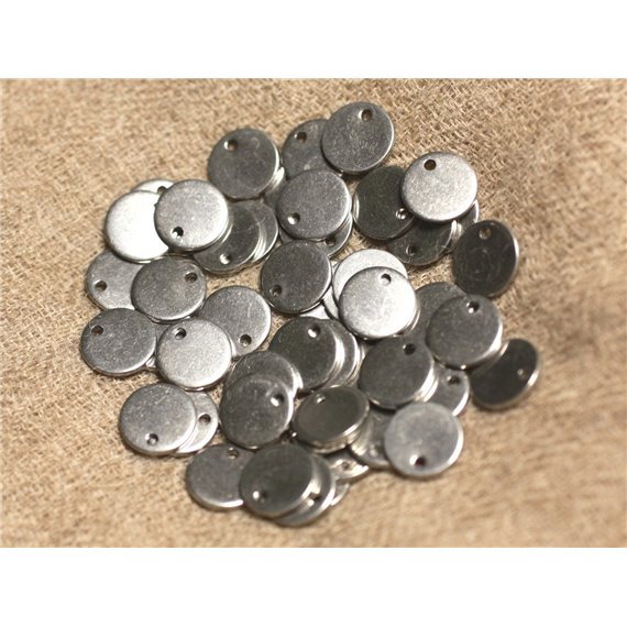 10pc - Breloques Pendentifs Acier Chirurgical Rond 8mm   4558550024848