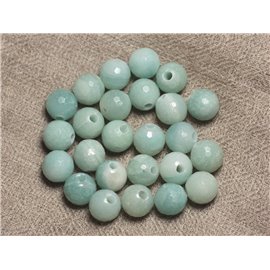 2pc - Stone Beads Drilling 2.5mm - Amazonite Faceted Balls 10mm 4558550024879