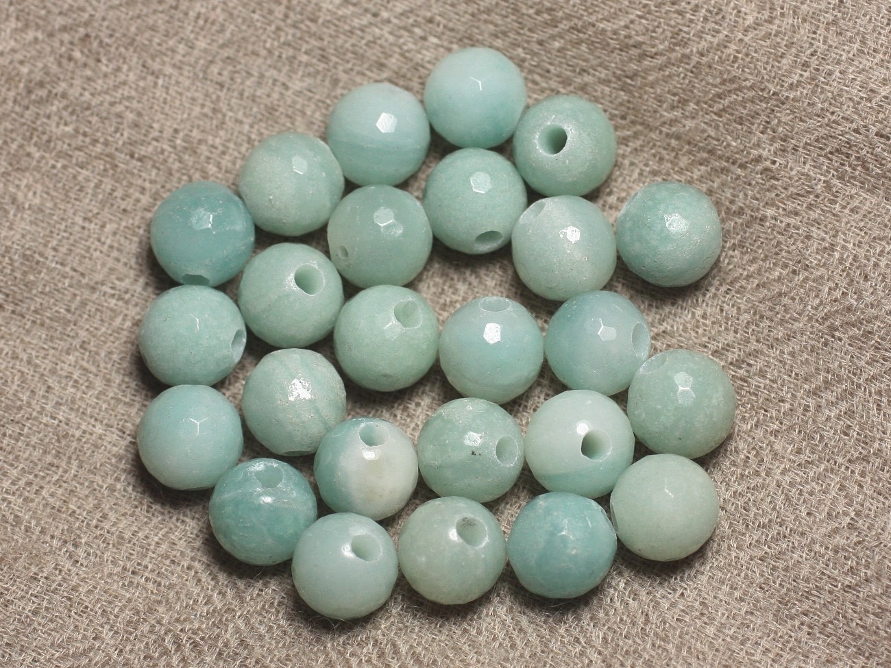 2pc - Perles de Pierre Perçage 2.5mm - Amazonite Boules Facettées 10mm  4558550024879
