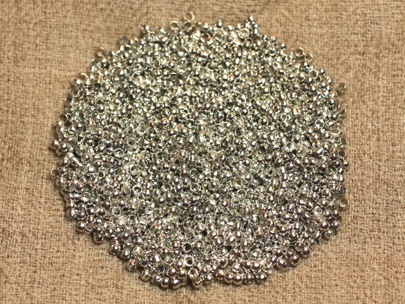 1000pc env - Perles à écraser Métal Argenté qualité 2mm - 4558550024886 