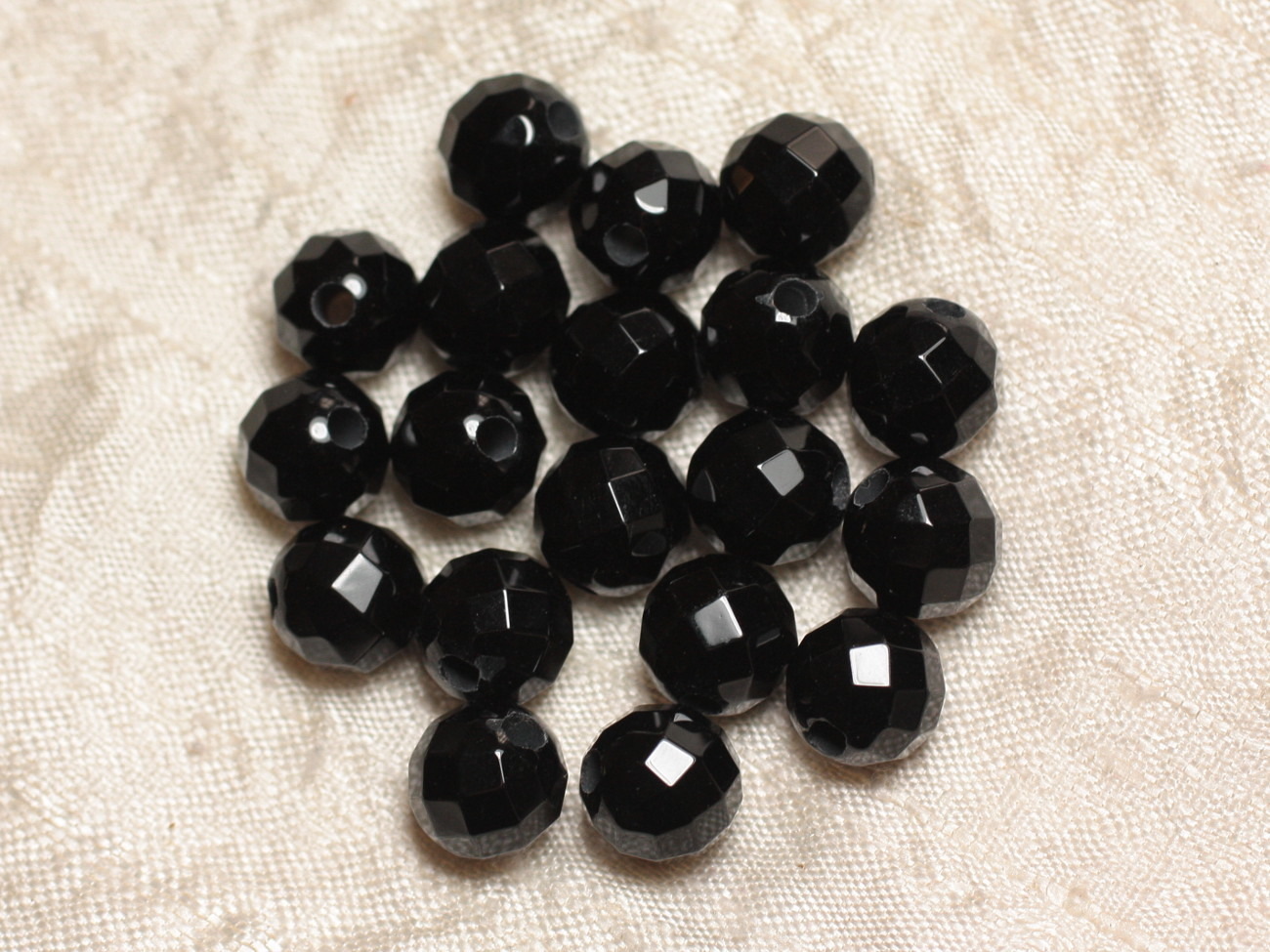 2pc - Perles de Pierre Perçage 2.5mm - Onyx Facetté 10mm  4558550024756