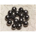 5pc - Perles de Pierre Perçage 2.5mm - Hématite Rhodium 10mm   4558550024954