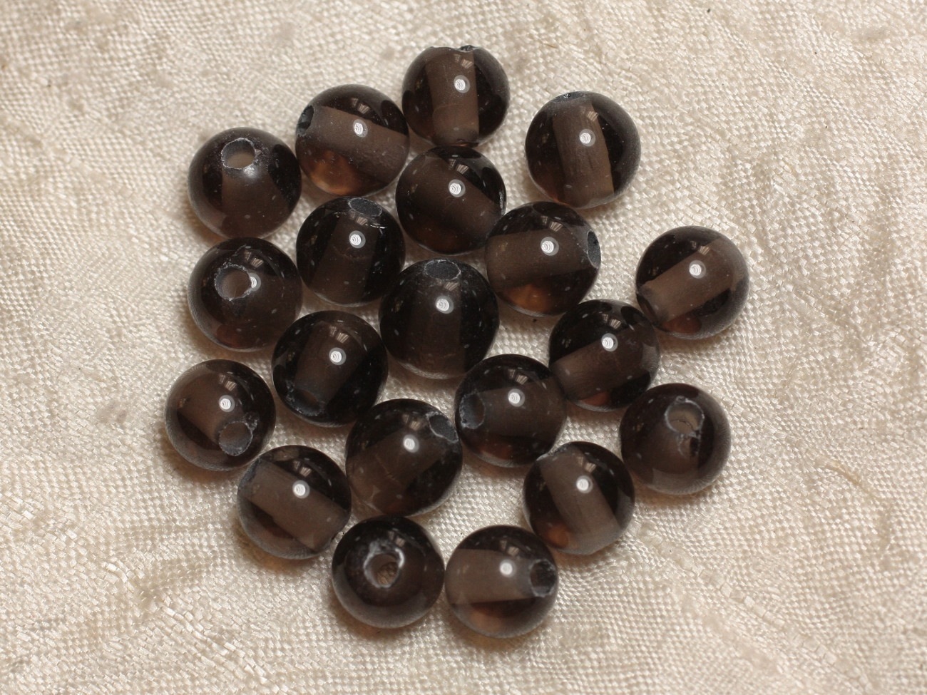 2pc - Perles de Pierre Perçage 2.5mm - Quartz Fumé 10mm  4558550024961