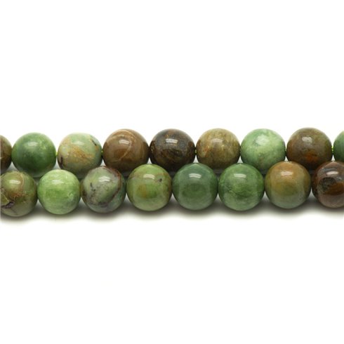 6pc - Perles Pierre - Opale Verte Boules 8mm Vert Marron Kaki - 7427039734028