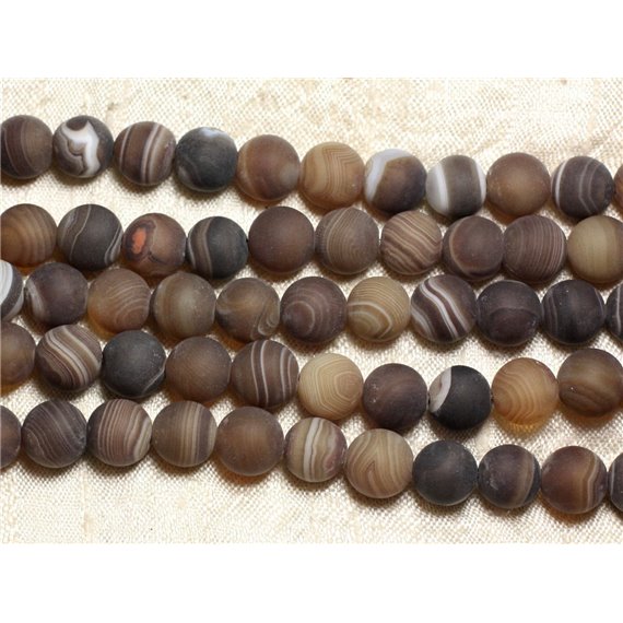 5pc - Perles de Pierre - Agate Boules 10mm Marron Brun Mat   4558550024992