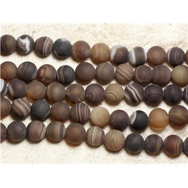 5pc - Stone Beads - Agate Balls 10mm Brown Matte Brown 4558550024992