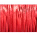 5 Mètres - Fil Corde Cordon Coton Ciré 1mm Rouge Cerise Vif - 4558550025005