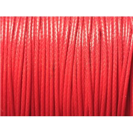 5 Mètres - Fil Corde Cordon Coton Ciré 1mm Rouge Cerise Vif - 4558550025005