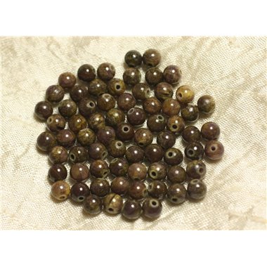 20pc - Perles de Pierre - Jade Marron Prune Jaune Boules 6mm -   4558550025012 