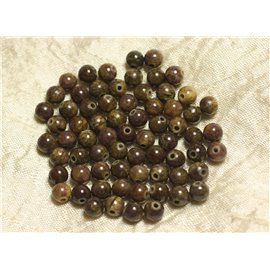 20pc - Stone Beads - Jade Brown Plum Yellow Balls 6mm - 4558550025012 