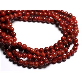 20pc - Stone Beads - Red Jade Brick Balls 6mm 4558550025029 