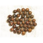 10pc - Perles de Pierre - Turquoise vert kaki marron Boules 8mm   4558550035707 