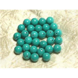 10Stk - Steinperlen - Grün Jade Türkis Kugeln 10mm 4558550025135