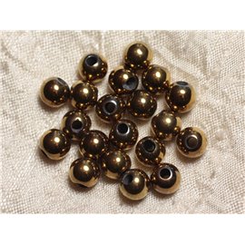 5pc - Stone Beads Drilling 2.5mm - Golden Hematite 8mm 4558550025142