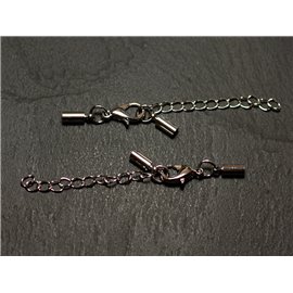 5pc - Terminali e chiusura a catena placcati in argento rodiato 2,5 mm 4558550025159