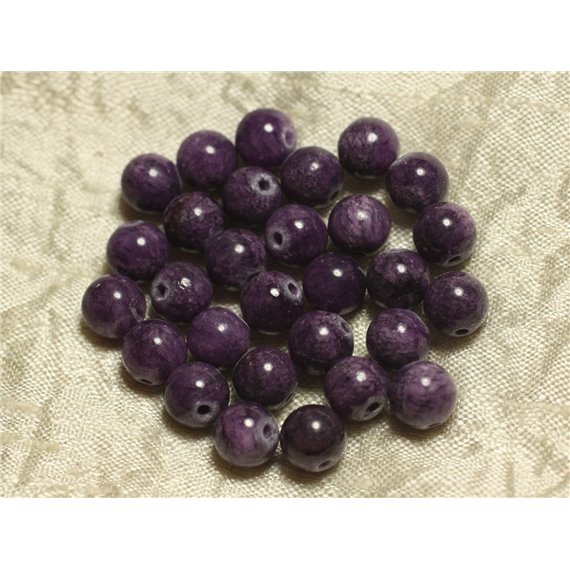 10pc - Perles de Pierre - Jade Violet et Mauve Boules 8mm   4558550025173