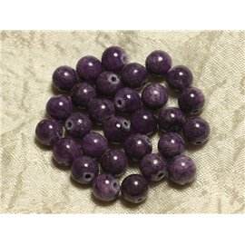10pc - Stone Beads - Purple and Mauve Jade Balls 8mm 4558550025173