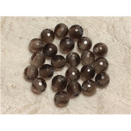 2pc - Stone Beads Drilling 2.5mm - Faceted Smoky Quartz 8mm 4558550027580